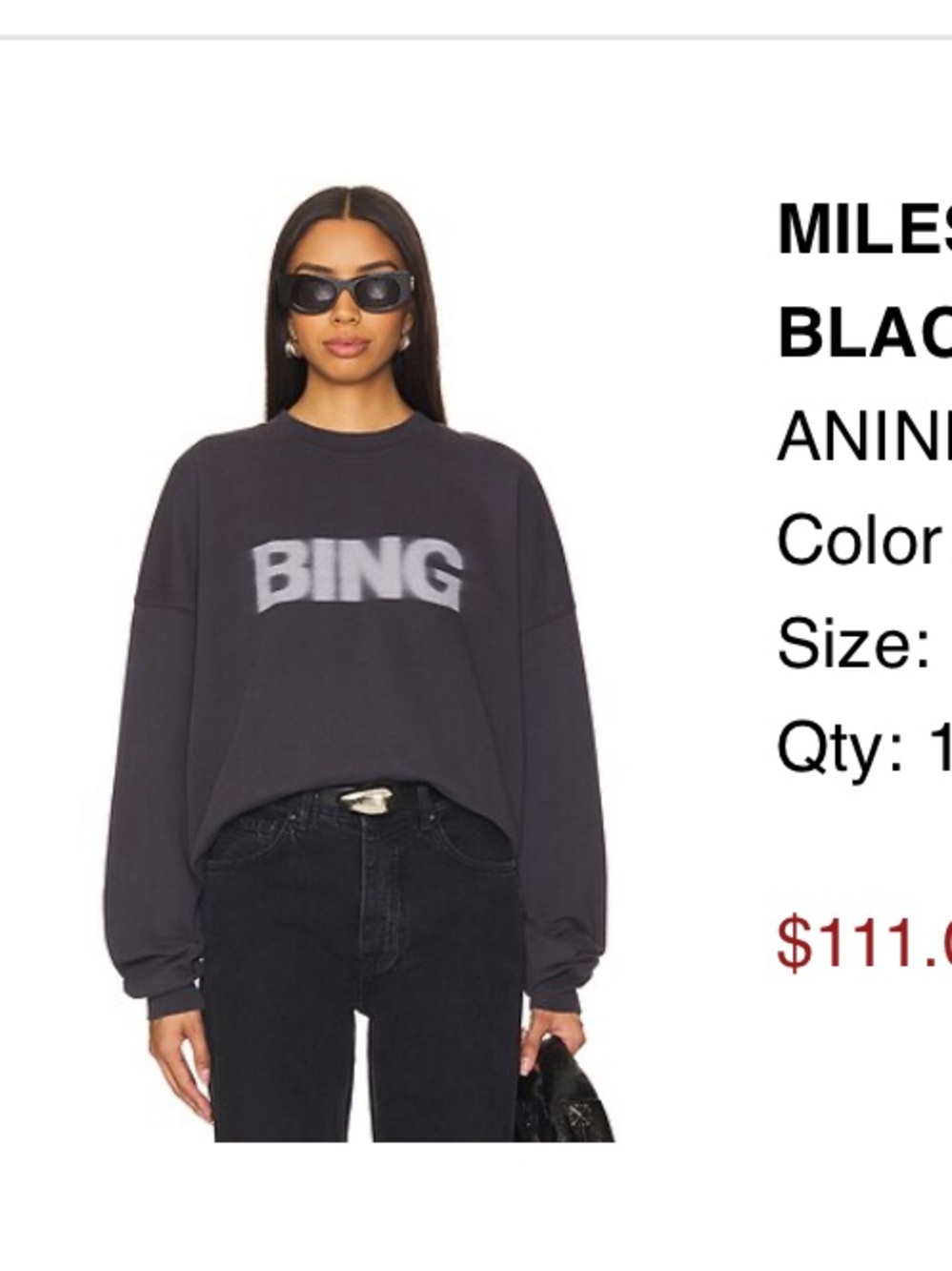 Anine Bing Miles Blue Sweatshirt in Vintage Black